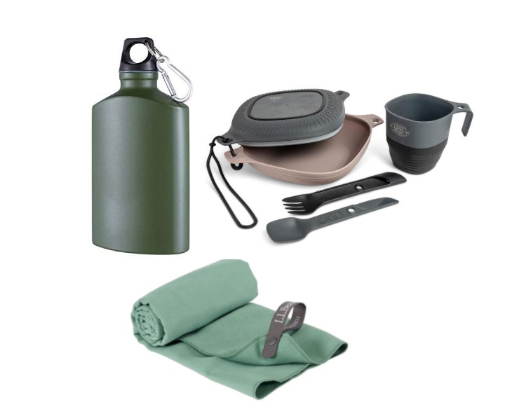 🍽️ Utensilios esenciales: Llevar los elementos adecuados hace que tu experiencia en el campamento sea más cómoda, segura y responsable con el entorno. 🧼 Toalla de tamaño compacto ✔️ Ocupa poco espacio, se seca rápido y es ideal para higiene personal o secar utensilios. 🟡 Importante para mantenerte limpio sin cargar peso extra. 🥣 Plato, vaso y cubiertos de plástico o material resistente ✔️ Son livianos, reutilizables y no se rompen fácilmente. 🟡 Esenciales para comer con comodidad y evitar residuos desechables. 💧 Botella reutilizable para agua ✔️ Te permite mantener el agua fresca y a mano durante tus actividades. 🟡 Clave para hidratarte correctamente sin generar residuos plásticos.